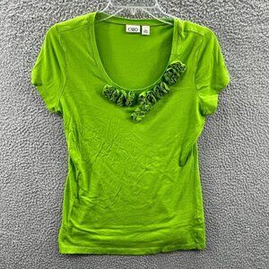 Cato Womens Top Medium Green Pullover Short Sleeve Shirt‎
